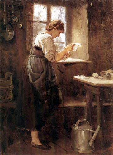 Franz von Defregger - Mujer leyendo una carta