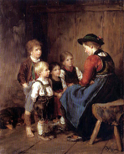Franz von Defregger - Escena con niños