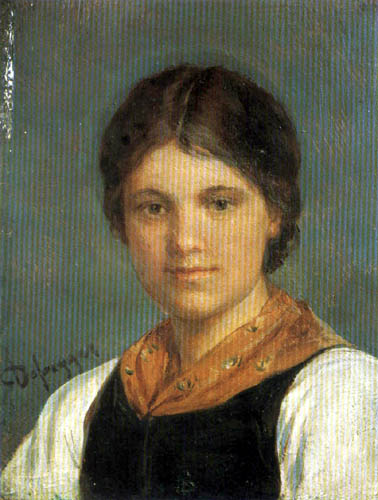 Franz von Defregger - Retrato de una joven