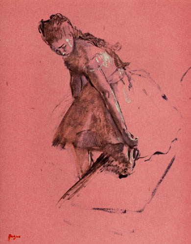 Edgar (Hilaire Germain) Degas (de Gas) - Tänzerin, ihren Schuh richtend