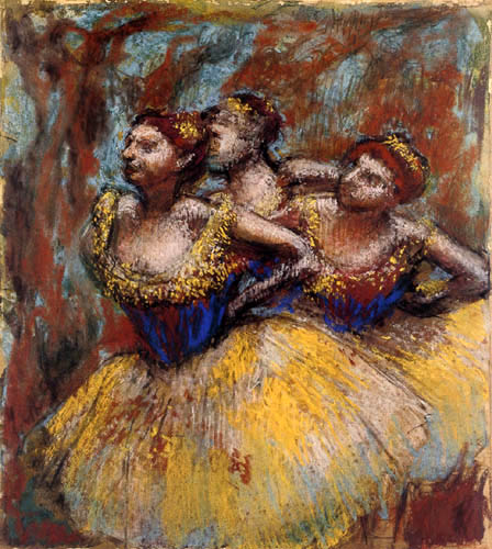 Edgar (Hilaire Germain) Degas (de Gas) - Trois danseuses, Jupes jaunes, corsages bleus