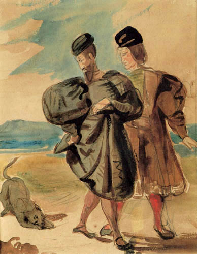 Eugene Delacroix - Faust, Wagner et le caniche