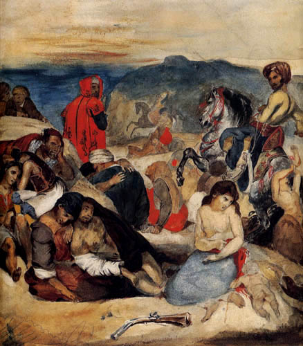 Eugene Delacroix - Scènes des massacres de Scio, étude préalable
