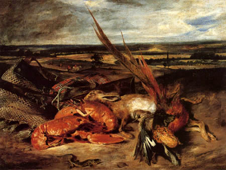 Eugene Delacroix - Stillleben mit Hummer und Jagdbeute