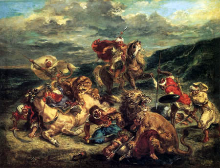 Eugene Delacroix - Caza de león