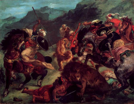 Eugene Delacroix - The lion hunt