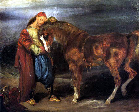 Eugene Delacroix - Young Turk and his horse