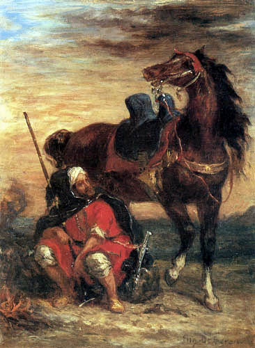 Eugene Delacroix - Araber mit Pferd am Feuer