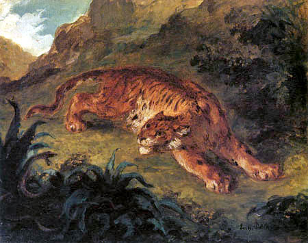 Eugene Delacroix - Tiger, durch eine Schlange aufgeschreckt