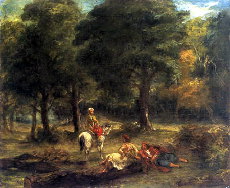 Eugene Delacroix - Griechische Reiter rasten im Wald