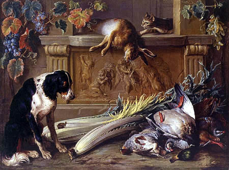 Alexandre-Francois Desportes - Nature morte de chasse avec un chien