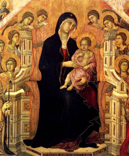 Duccio (di Buoninsegna) - Maesta, Madonna and Child, detail