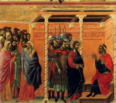 Duccio (di Buoninsegna) - Jesus before Pilate