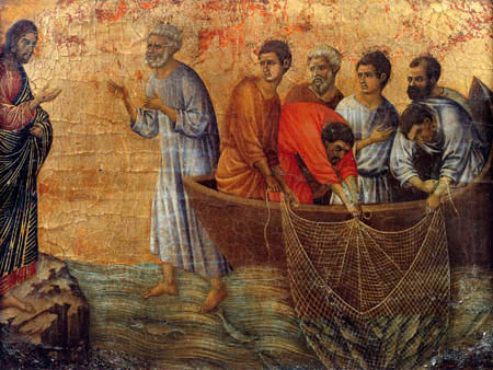 Duccio (di Buoninsegna) - Maesta, Die Erscheinung am See Tiberias