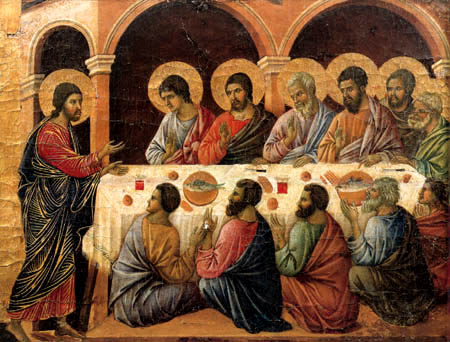 Duccio (di Buoninsegna) - Maesta, Die Erscheinung bei den Aposteln