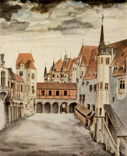 Albrecht Dürer - La cour de la château à Innsbruck