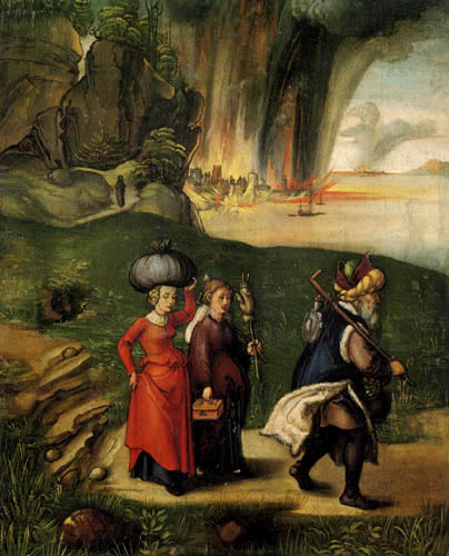 Albrecht Dürer - Lot und seine Töchter flüchten aus Sodom