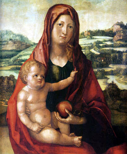 Albrecht Dürer - Maria mit dem Kind vor einer Landschaft