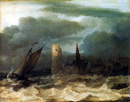 Allart van Everdingen - The Scheldt estuary in the storm