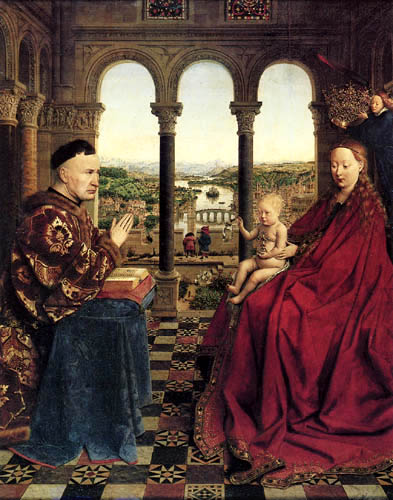 Jan van Eyck - Die Madonna mit dem Kanzler Rolin, Detail