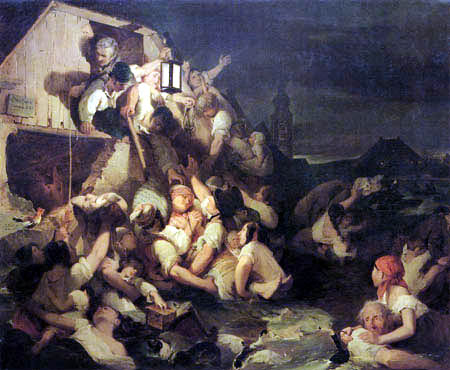 Peter Fendi - Szene aus der Überschwemmung von 1830