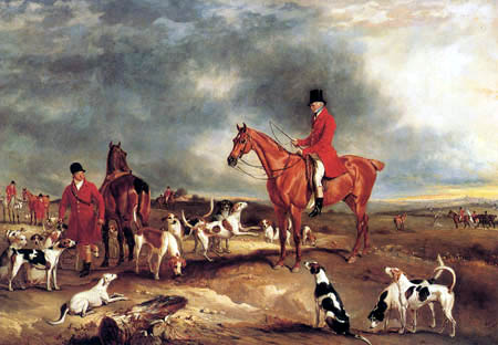 John Ferneley, Snr. - Ralph John Lambton mit Jägern und Hunden