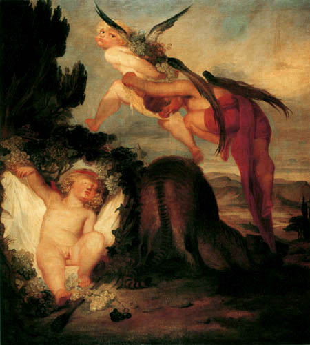 Anselm Feuerbach - Los dioses de viento robando el niño Baco sus uvas