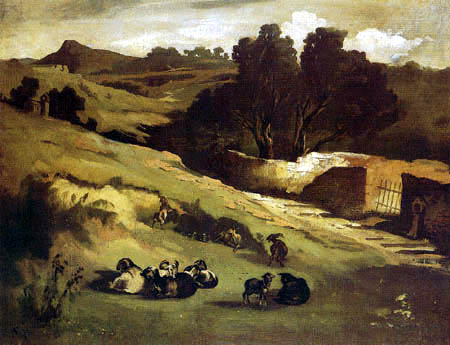 Anselm Feuerbach - Paysage avec des chèvres