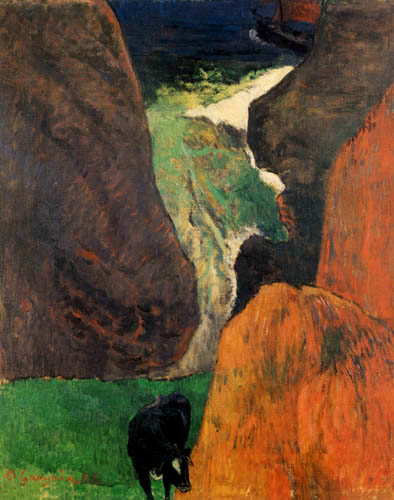 Paul Gauguin - A cow between the cliffs