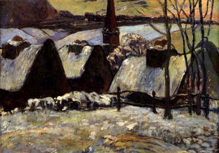 Paul Gauguin - Ein bretonisches Dorf im Schnee