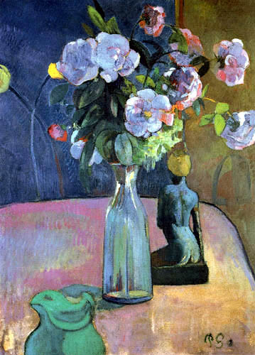Paul Gauguin - Roses and Statuette