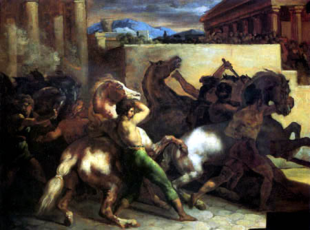 Théodore Géricault - Rennen der Wildpferde in Rom