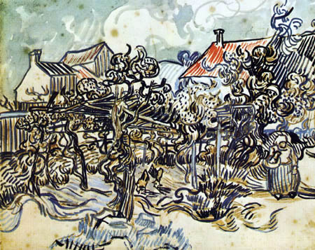 Vincent van Gogh - Un viñedo antiguo con campesina