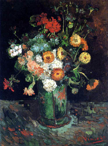 Vincent van Gogh - Jarrón con zinnias y geranios