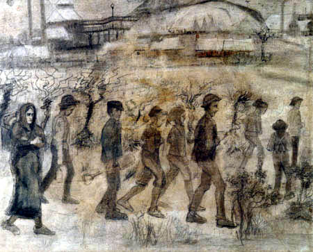 Vincent van Gogh - Los mineros en la nieve