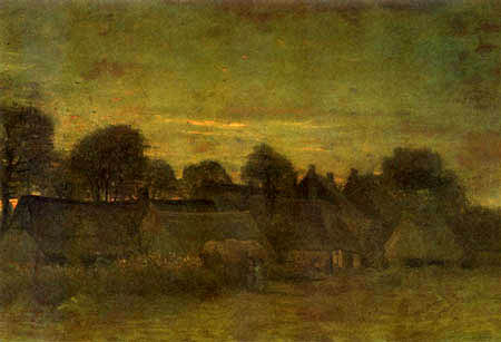 Vincent van Gogh - Dorf bei Sonnenuntergang
