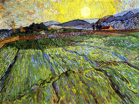 Vincent van Gogh - Umfriedetes Feld mit jungem Korn, Sonnenaufgang