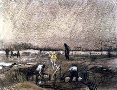 Vincent van Gogh - Cementerio en la lluvia