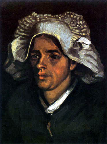 Vincent van Gogh - Cabeza de una campesina con capucha blanca