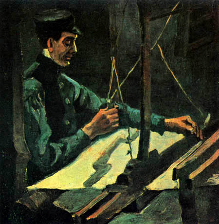 Vincent van Gogh - A weaver at the loom, profile to the right