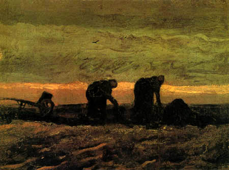 Vincent van Gogh - Dos campesinas en el campo