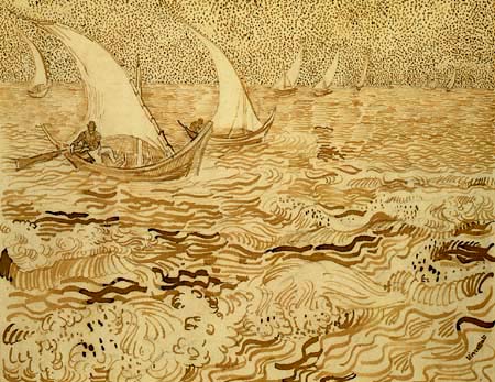 Vincent van Gogh - Barcos en el mar, Les Sainte Maries de la Mer