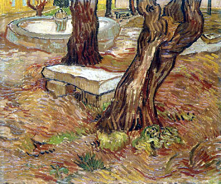 Vincent van Gogh - El banco de piedra en el jardín del Hospital