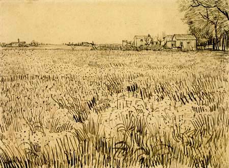 Vincent van Gogh - Campo de trigo con las casas de la granja