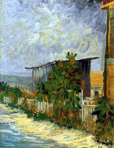 Vincent van Gogh - Remise à Montmartre avec des tournesols