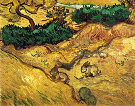 Vincent van Gogh - Deux lapins dans l'oliveraie