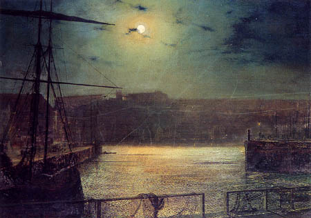 Atkinson Grimshaw - Moonlight, Whitby Harbour