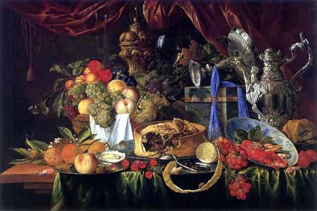 Jan Davidsz de Heem - Still life with Fruits, Meat Pie and Crustaceans