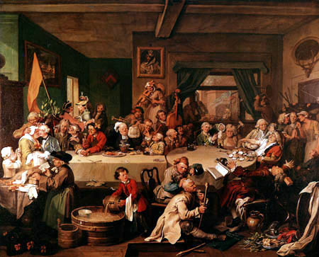 William Hogarth - The after poll party