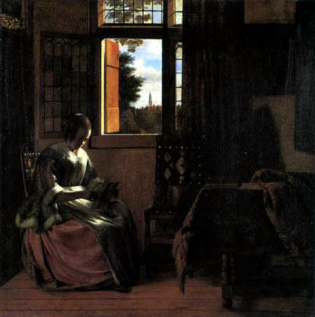 Pieter de Hooch - Lady reading a letter